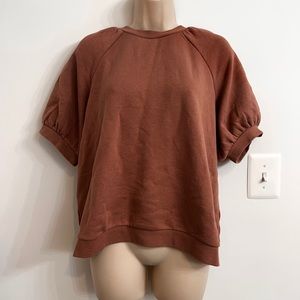 Madewell mauve puff sleeve sweater blouse